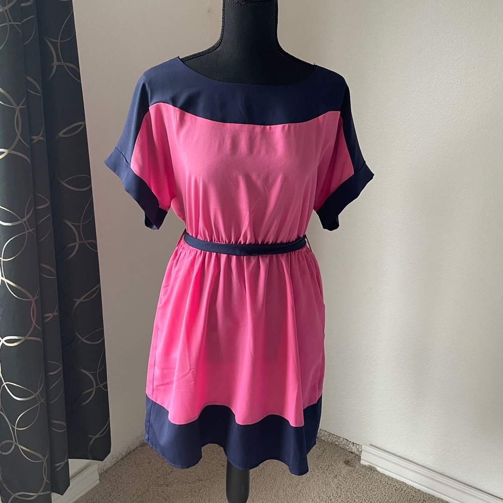 Forever21 pink and navy mini short dress